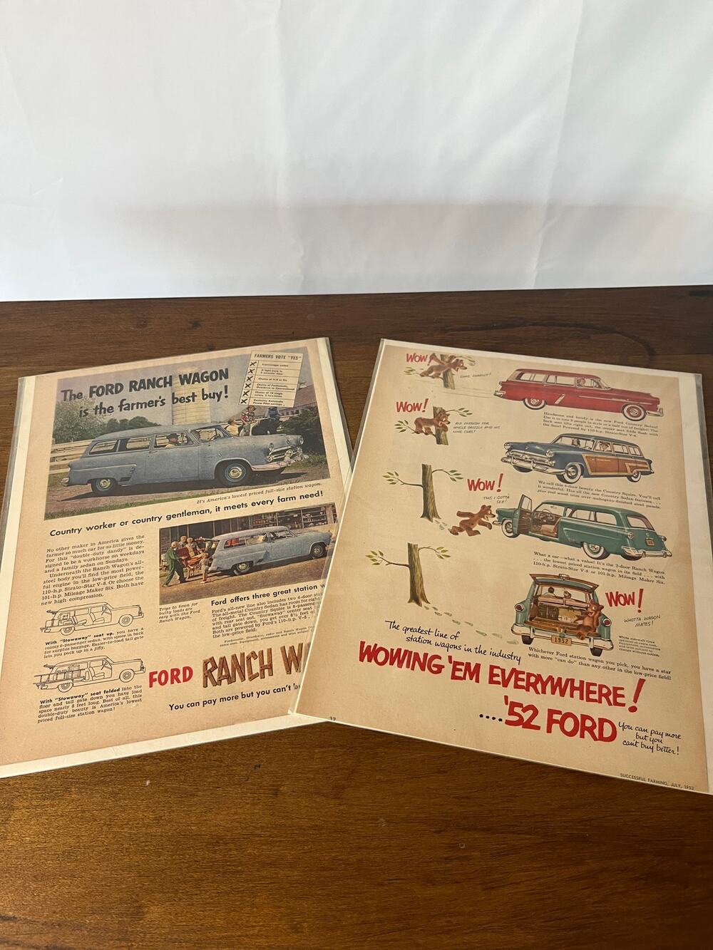 2 Vintage 1952-53 Ford Station Wagon Magazine Ads Ranch Wagon Successful Farming
